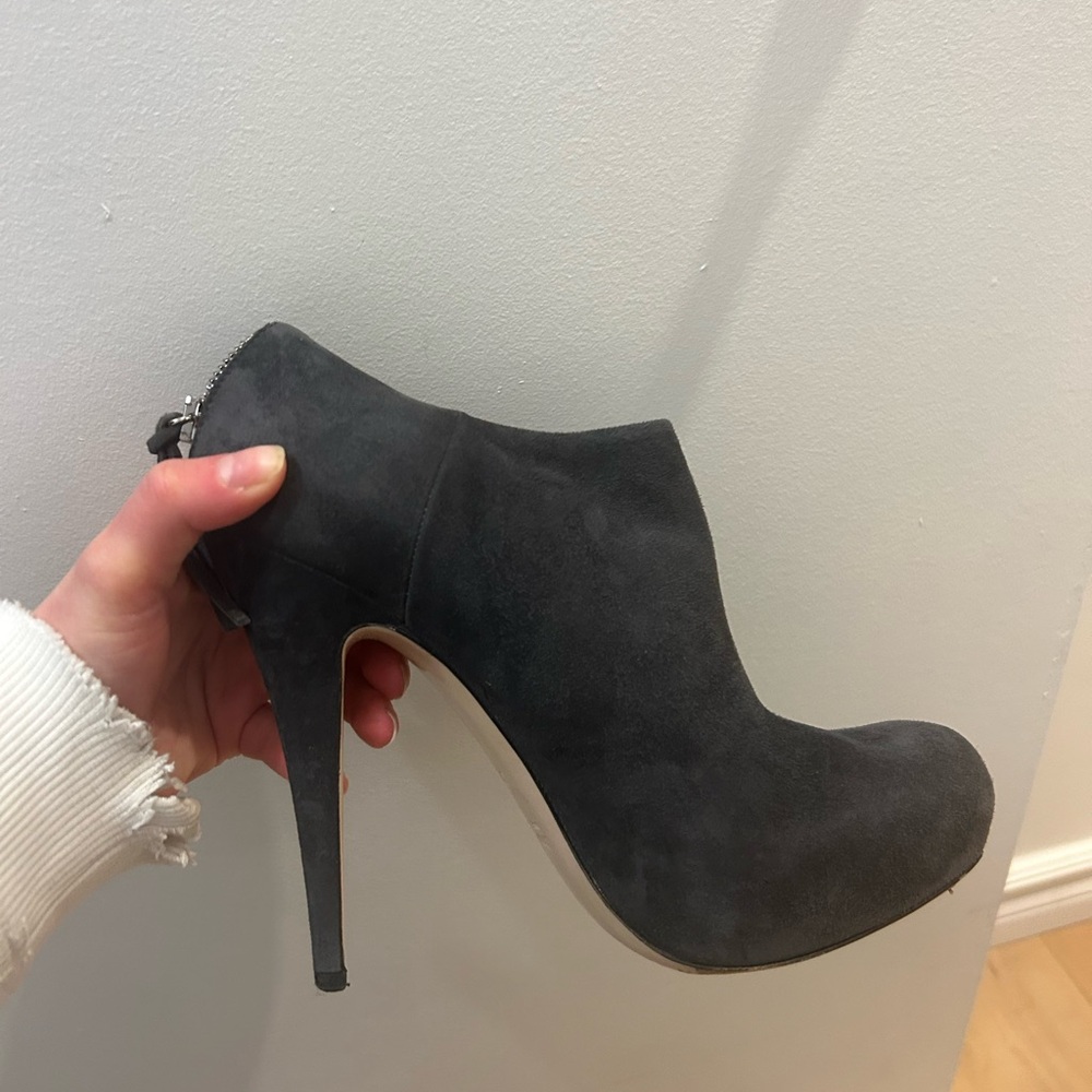 Miu Miu Charcoal Suede Heeled Boots